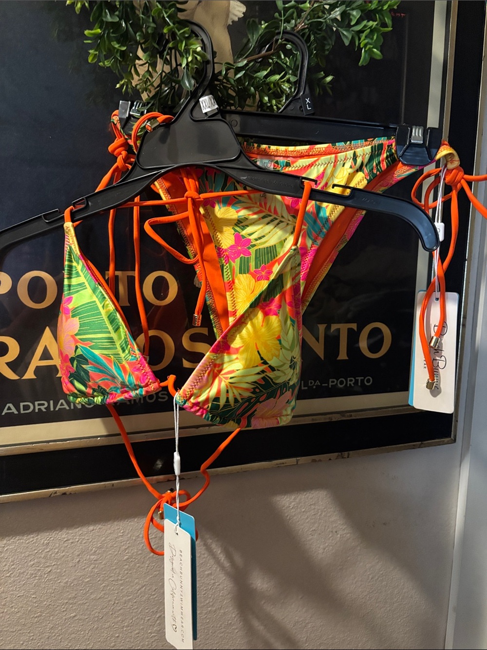 Beach Bunny Tropical Tie-Side Bikini Bottoms - Orange, Yellow, Green
